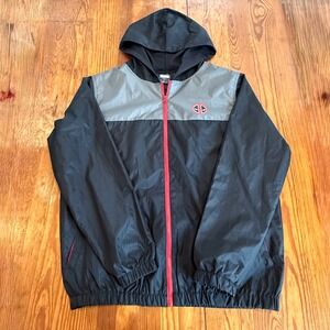 Marvel Deadpool Hooded Windbreaker Jacket‎ Gray Black Red Size L